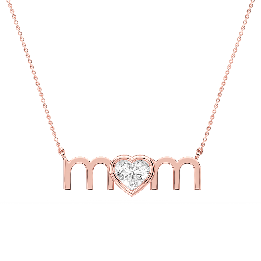 Heart LGD Bezel Mom Pendant - 16 to 18 Inches