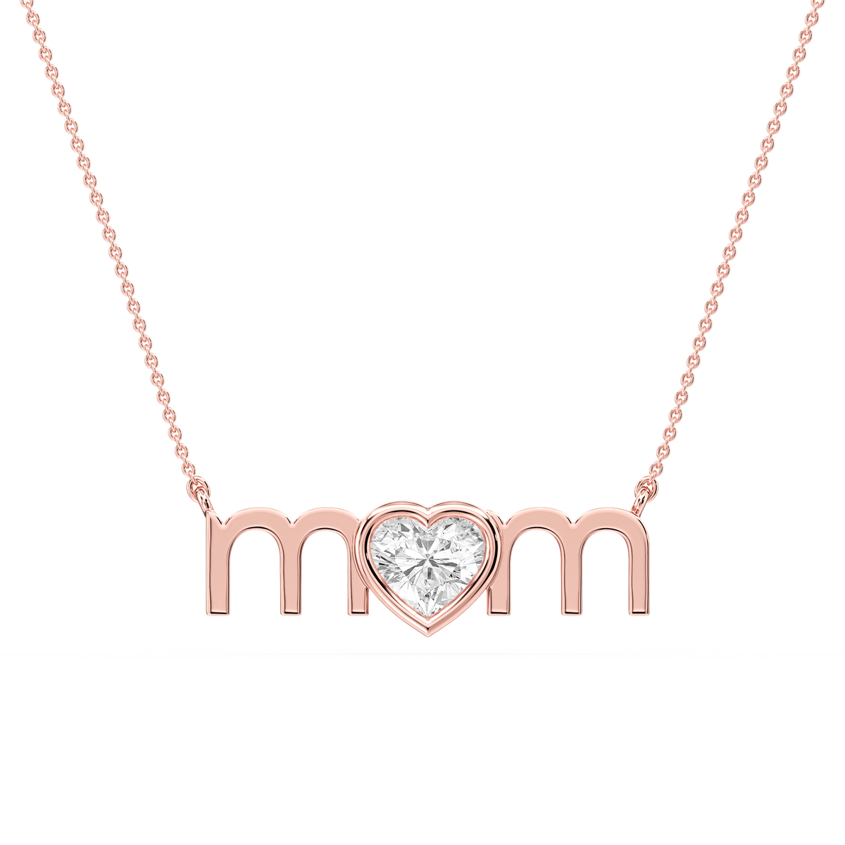 Heart LGD Bezel Mom Pendant - 16 to 18 Inches