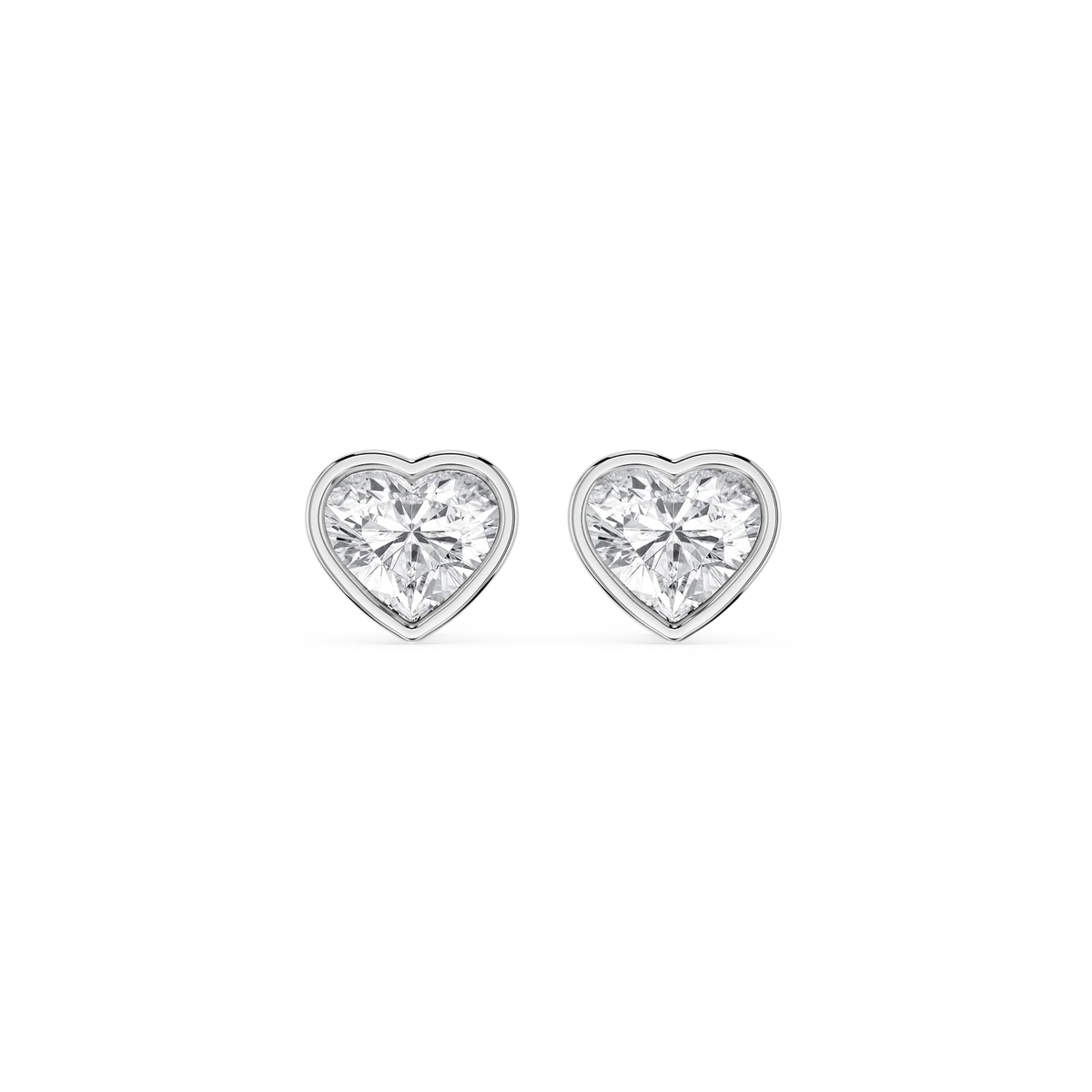 Heart LGD Bezel Set Certified Stud Earrings