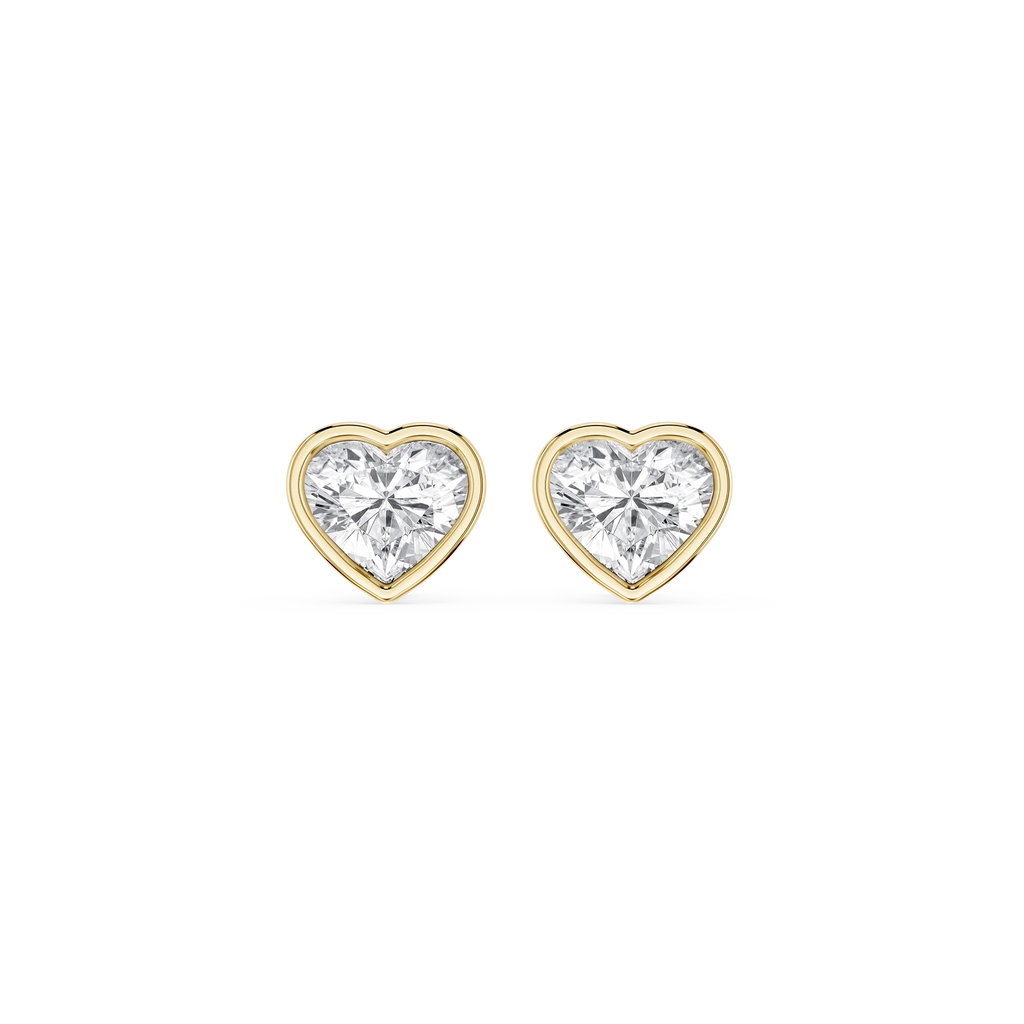 Heart LGD Bezel Set Certified Stud Earrings