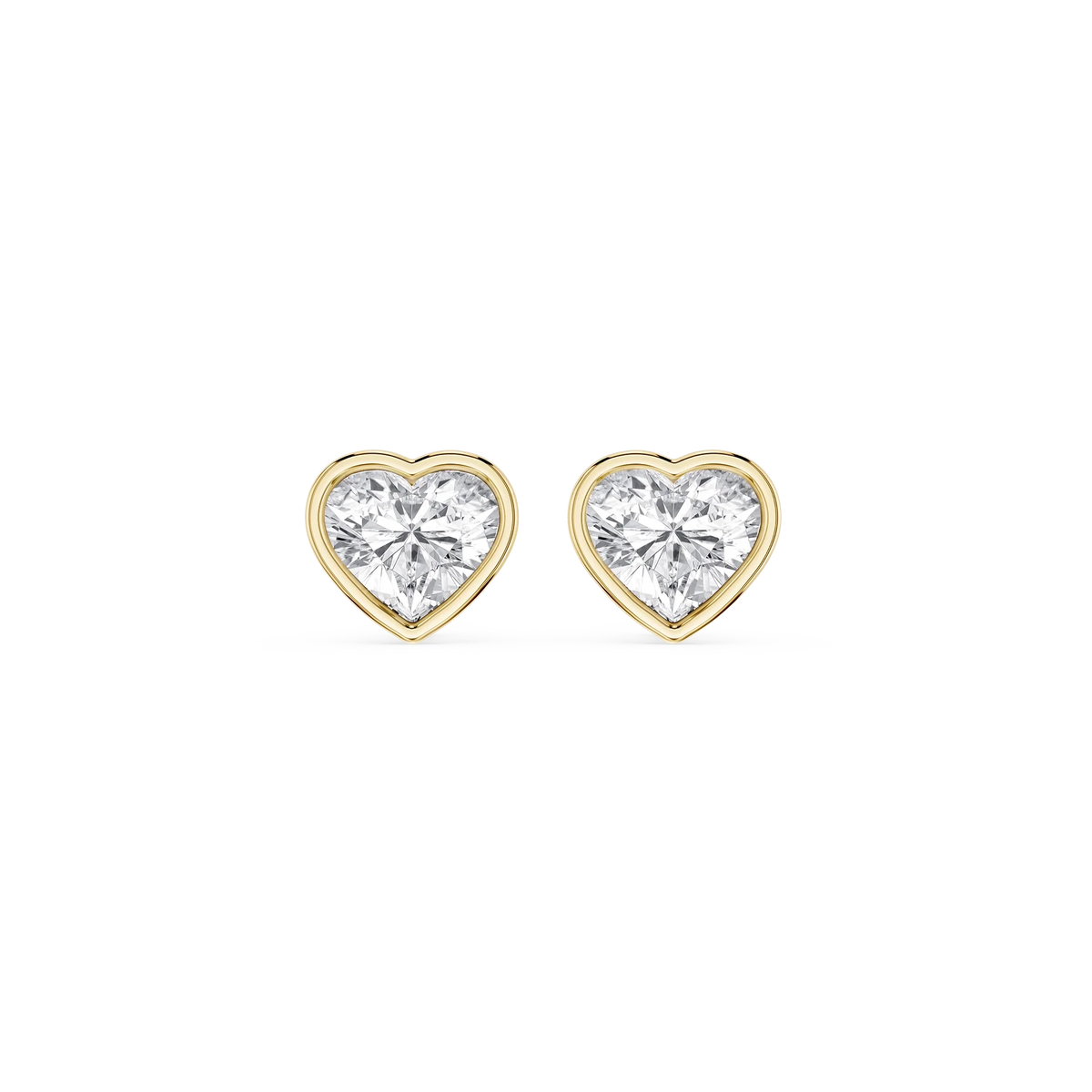 Heart LGD Bezel Set Certified Stud Earrings