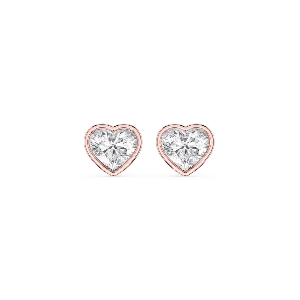 Heart LGD Bezel Set Certified Stud Earrings