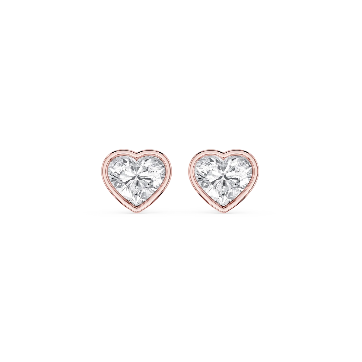 Heart LGD Bezel Set Certified Stud Earrings