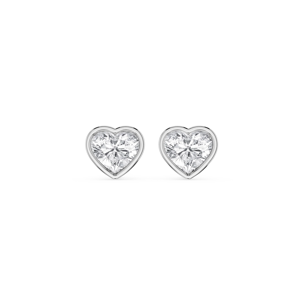 Heart LGD Bezel Set Certified Stud Earrings