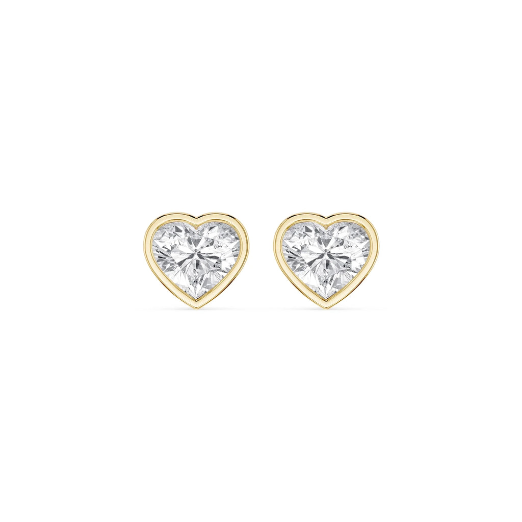 Heart LGD Bezel Set Certified Stud Earrings