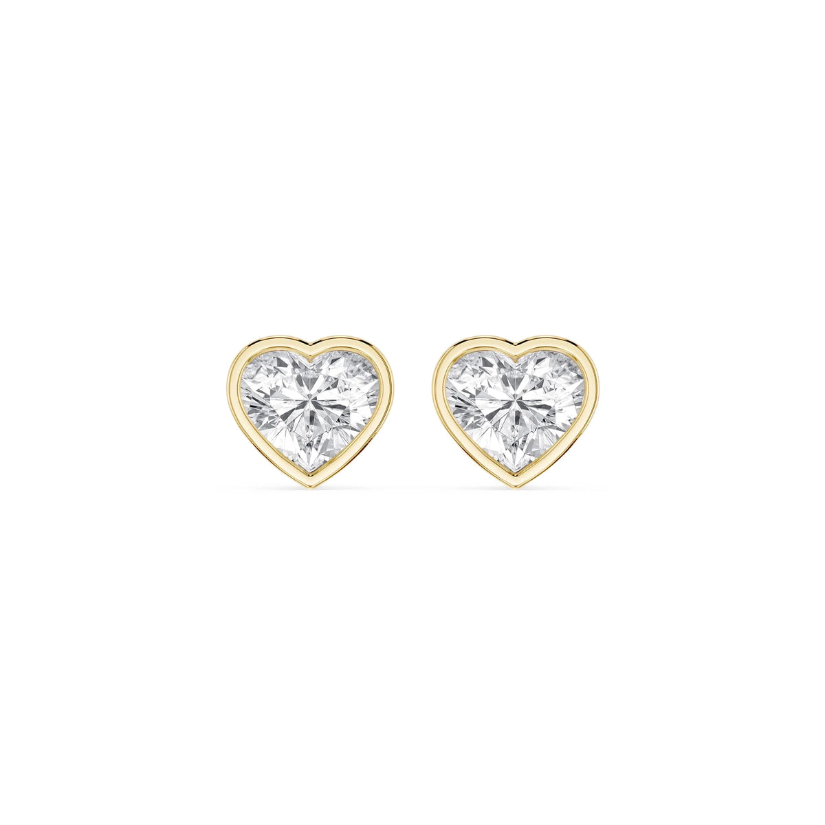 Heart LGD Bezel Set Certified Stud Earrings