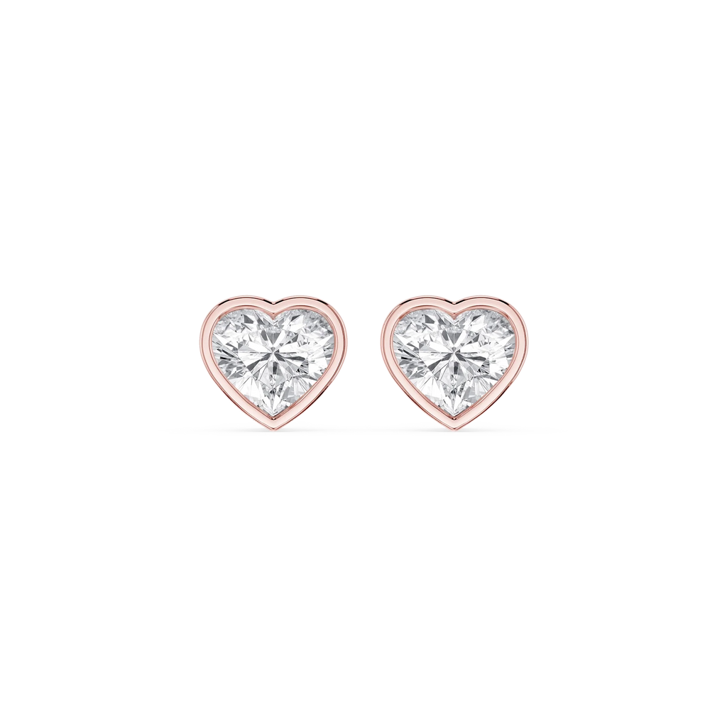Heart LGD Bezel Set Certified Stud Earrings
