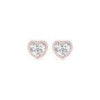 Heart LGD Bezel Set Certified Stud Earrings