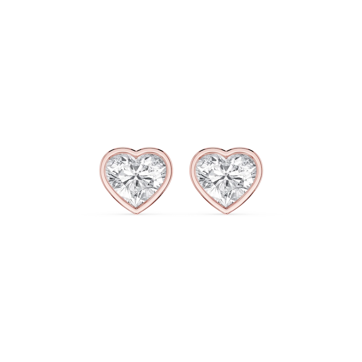 Heart LGD Bezel Set Certified Stud Earrings