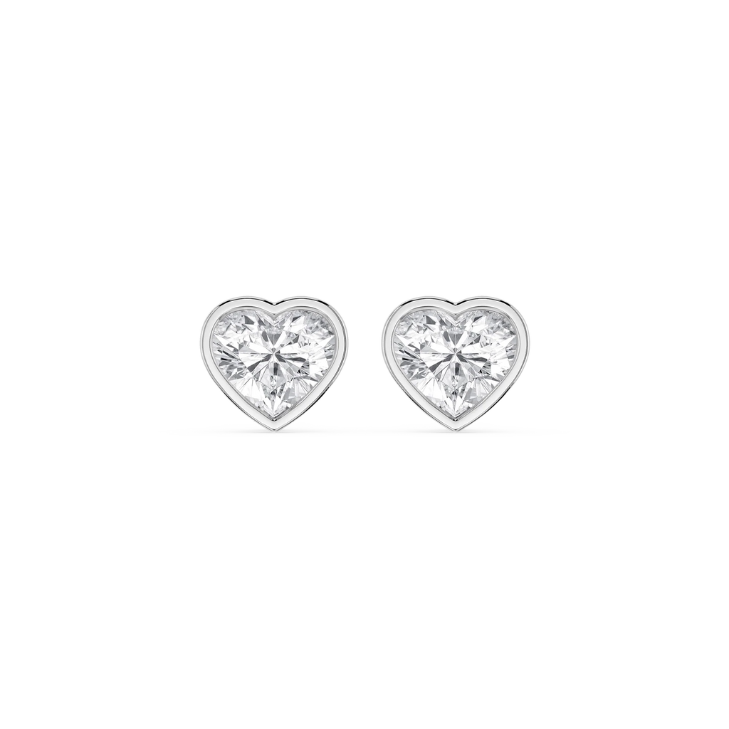 Heart LGD Bezel Set Certified Stud Earrings