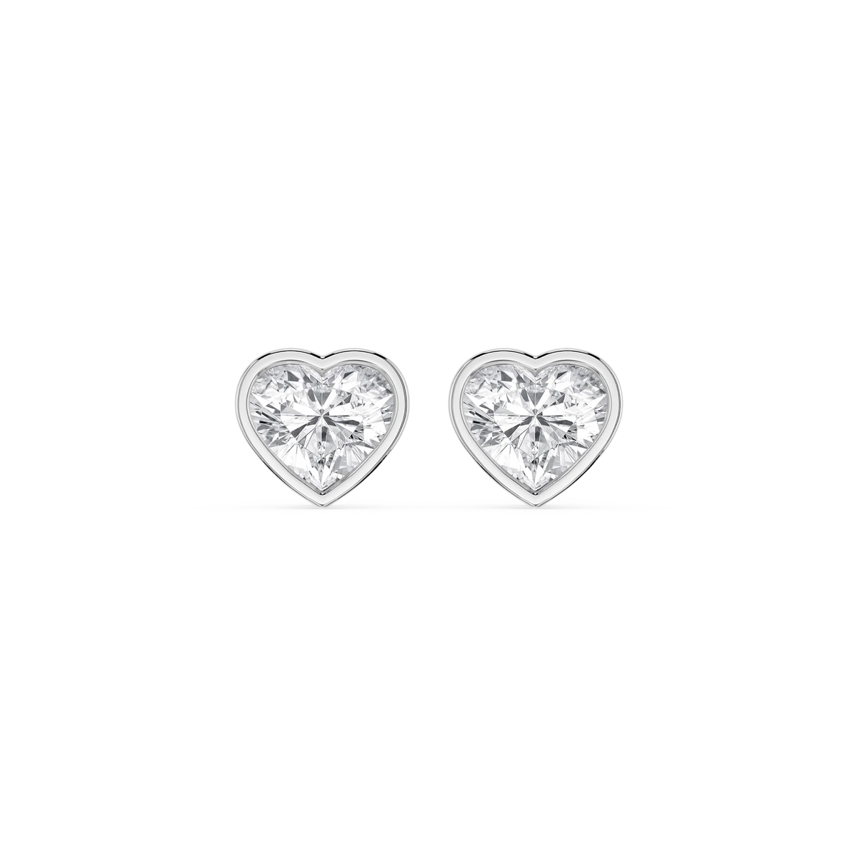 Heart LGD Bezel Set Certified Stud Earrings