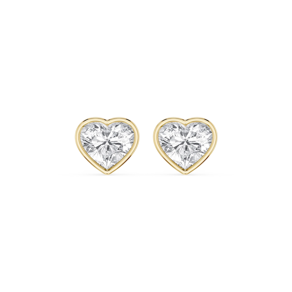 Heart LGD Bezel Set Certified Stud Earrings