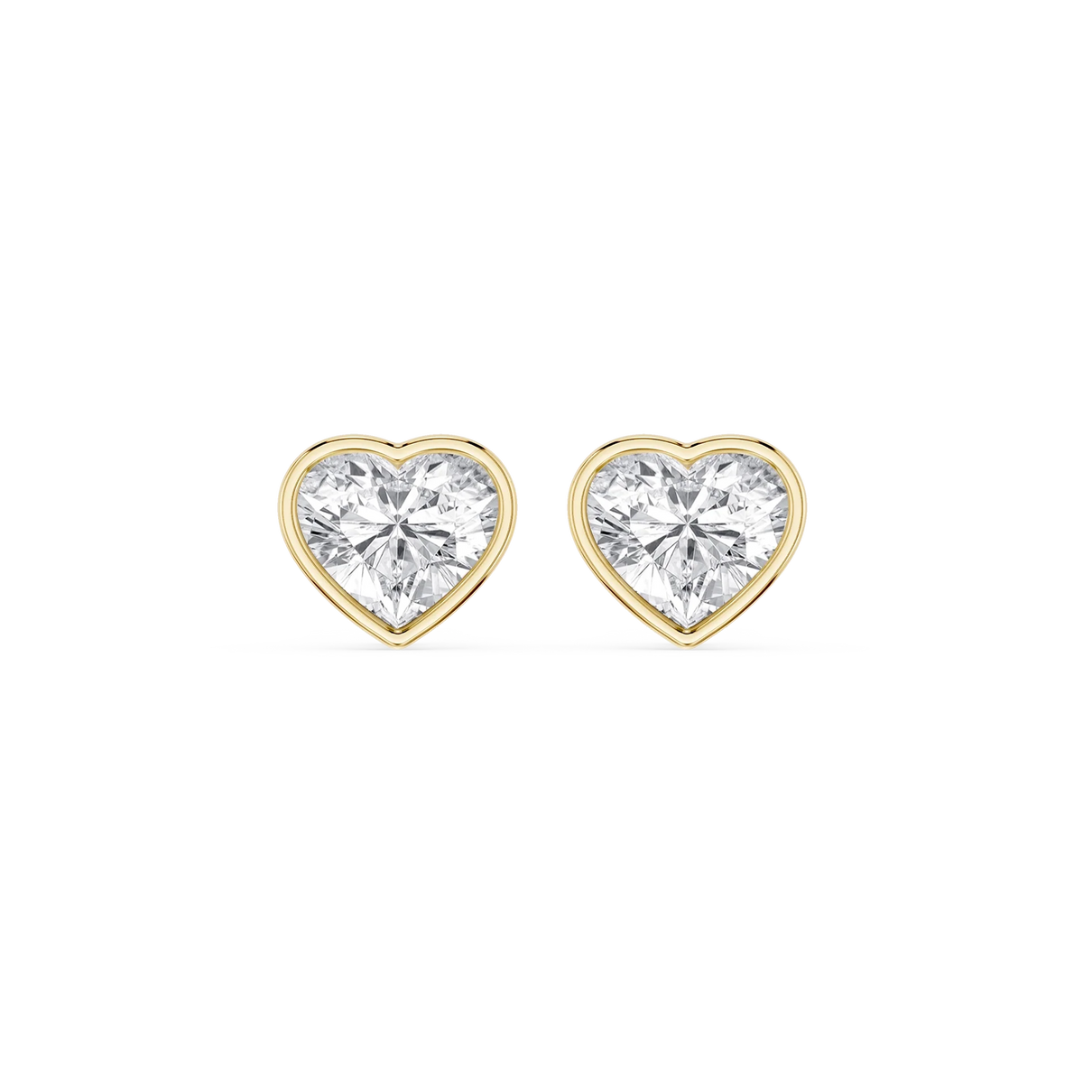 Heart LGD Bezel Set Certified Stud Earrings