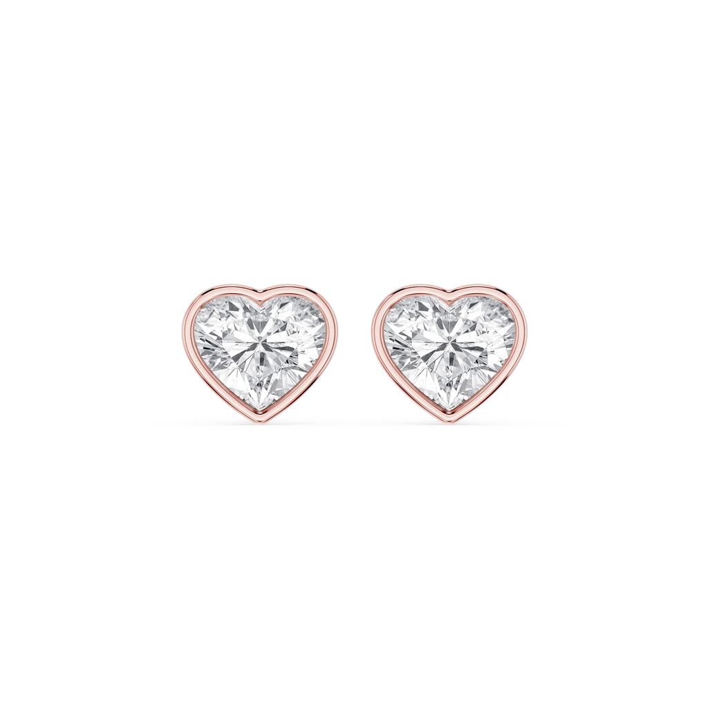 Heart LGD Bezel Set Certified Stud Earrings