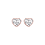 Heart LGD Bezel Set Certified Stud Earrings
