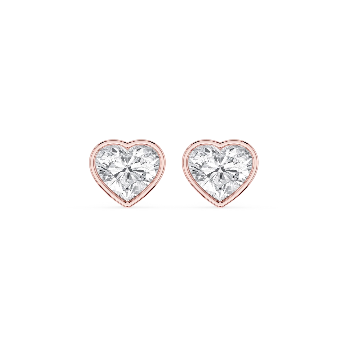 Heart LGD Bezel Set Certified Stud Earrings