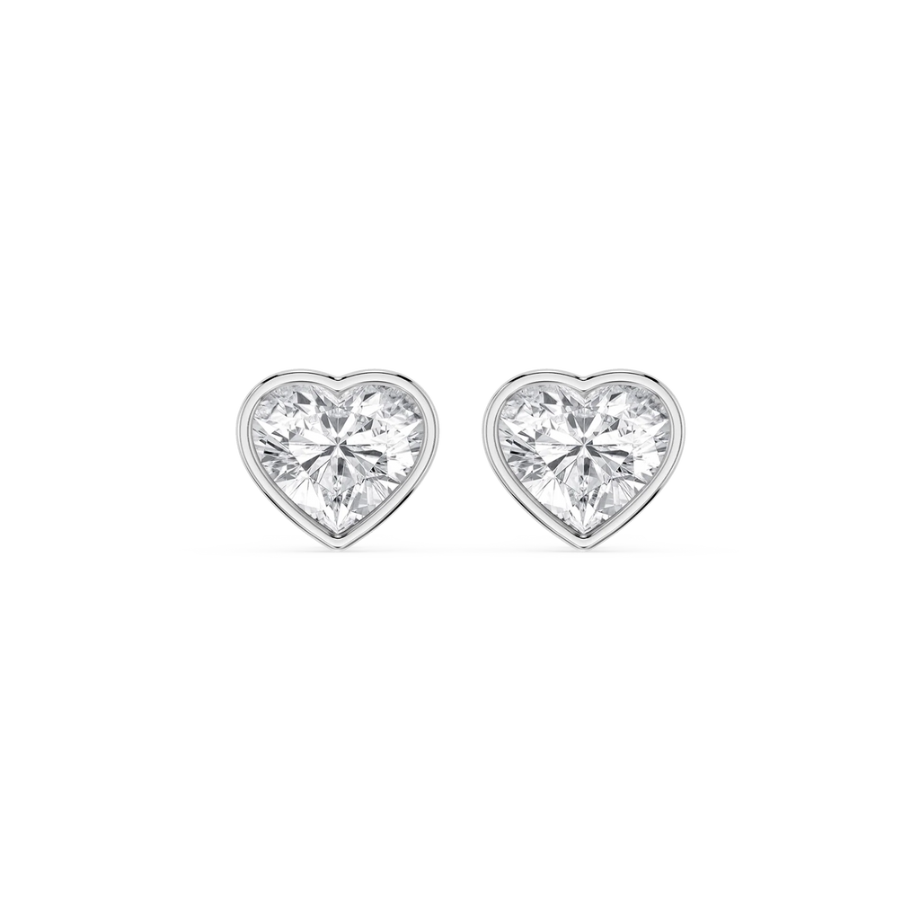 Heart LGD Bezel Set Certified Stud Earrings