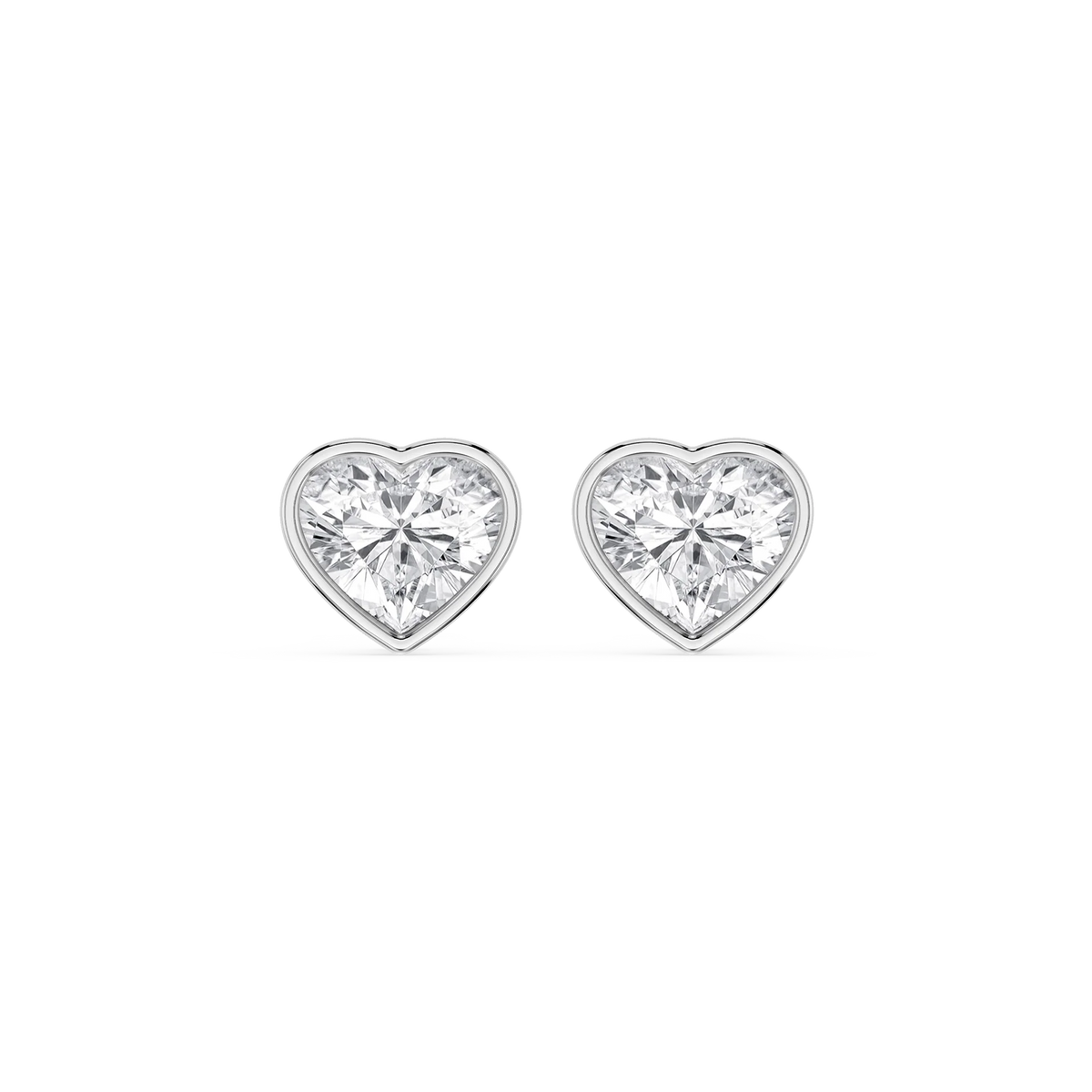 Heart LGD Bezel Set Certified Stud Earrings