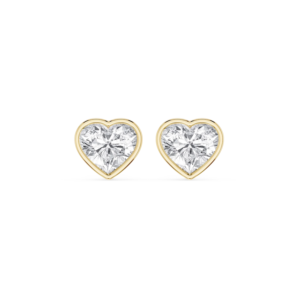 Heart LGD Bezel Set Certified Stud Earrings