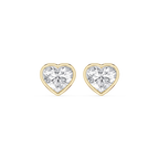 Heart LGD Bezel Set Certified Stud Earrings