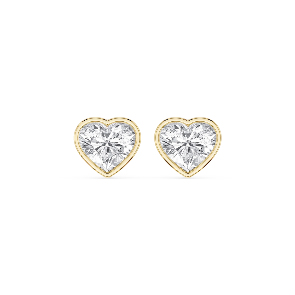 Heart LGD Bezel Set Certified Stud Earrings