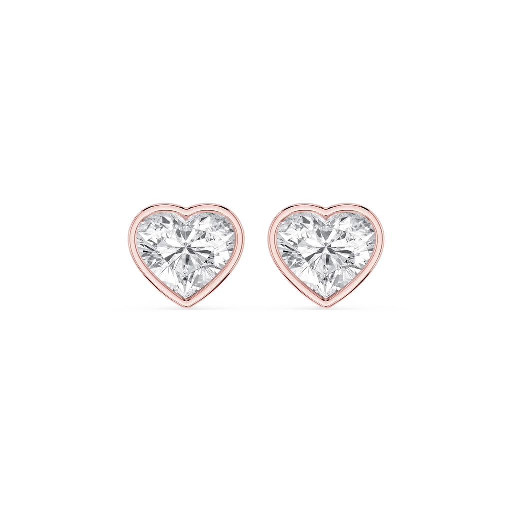 Heart LGD Bezel Set Certified Stud Earrings