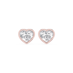 Heart LGD Bezel Set Certified Stud Earrings