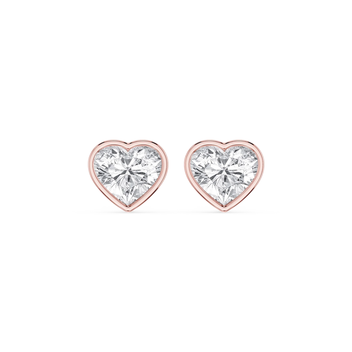 Heart LGD Bezel Set Certified Stud Earrings