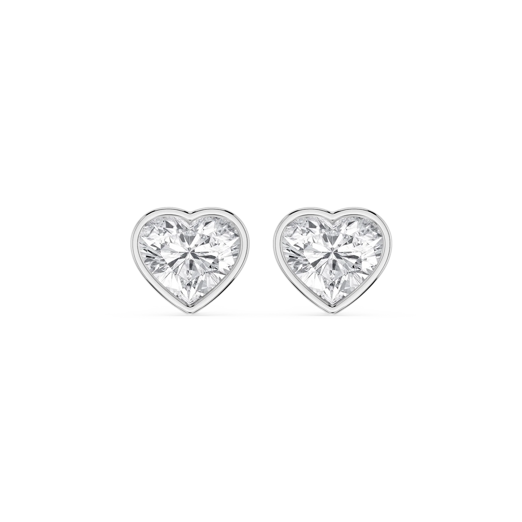 Heart LGD Bezel Set Certified Stud Earrings