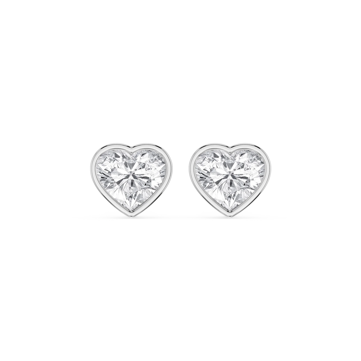 Heart LGD Bezel Set Certified Stud Earrings