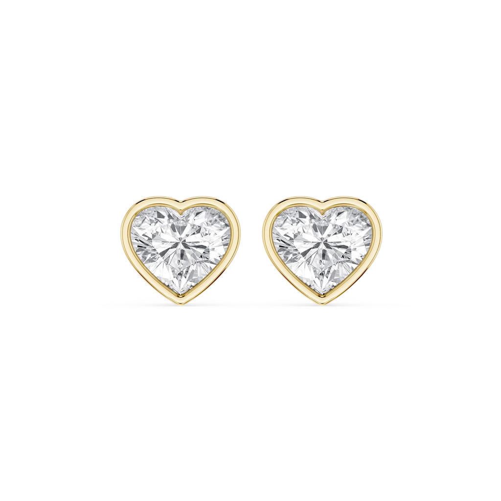 Heart LGD Bezel Set Certified Stud Earrings