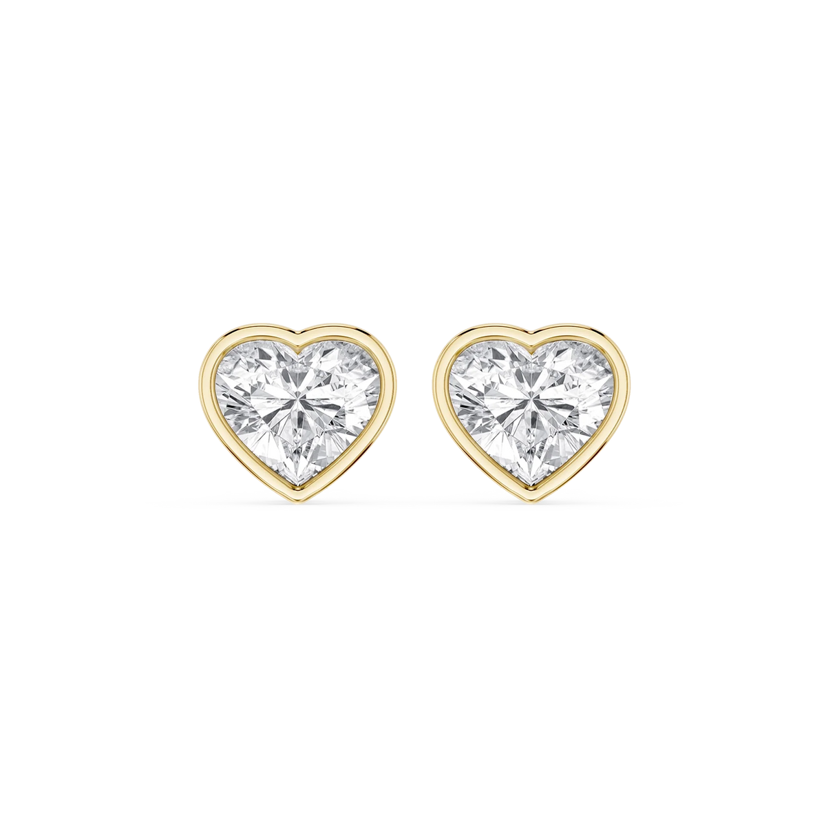 Heart LGD Bezel Set Certified Stud Earrings