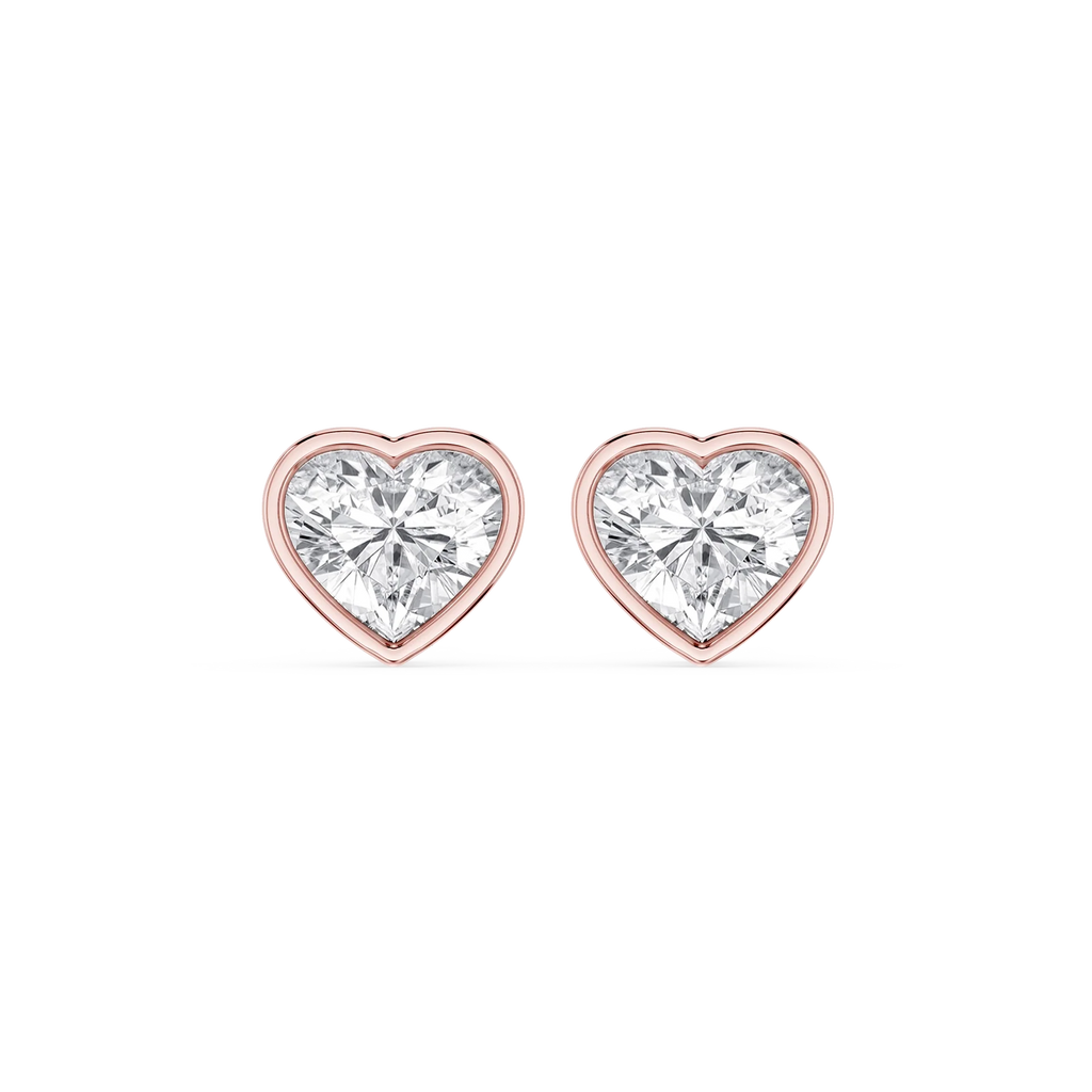 Heart LGD Bezel Set Certified Stud Earrings