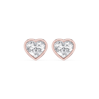 Heart LGD Bezel Set Certified Stud Earrings