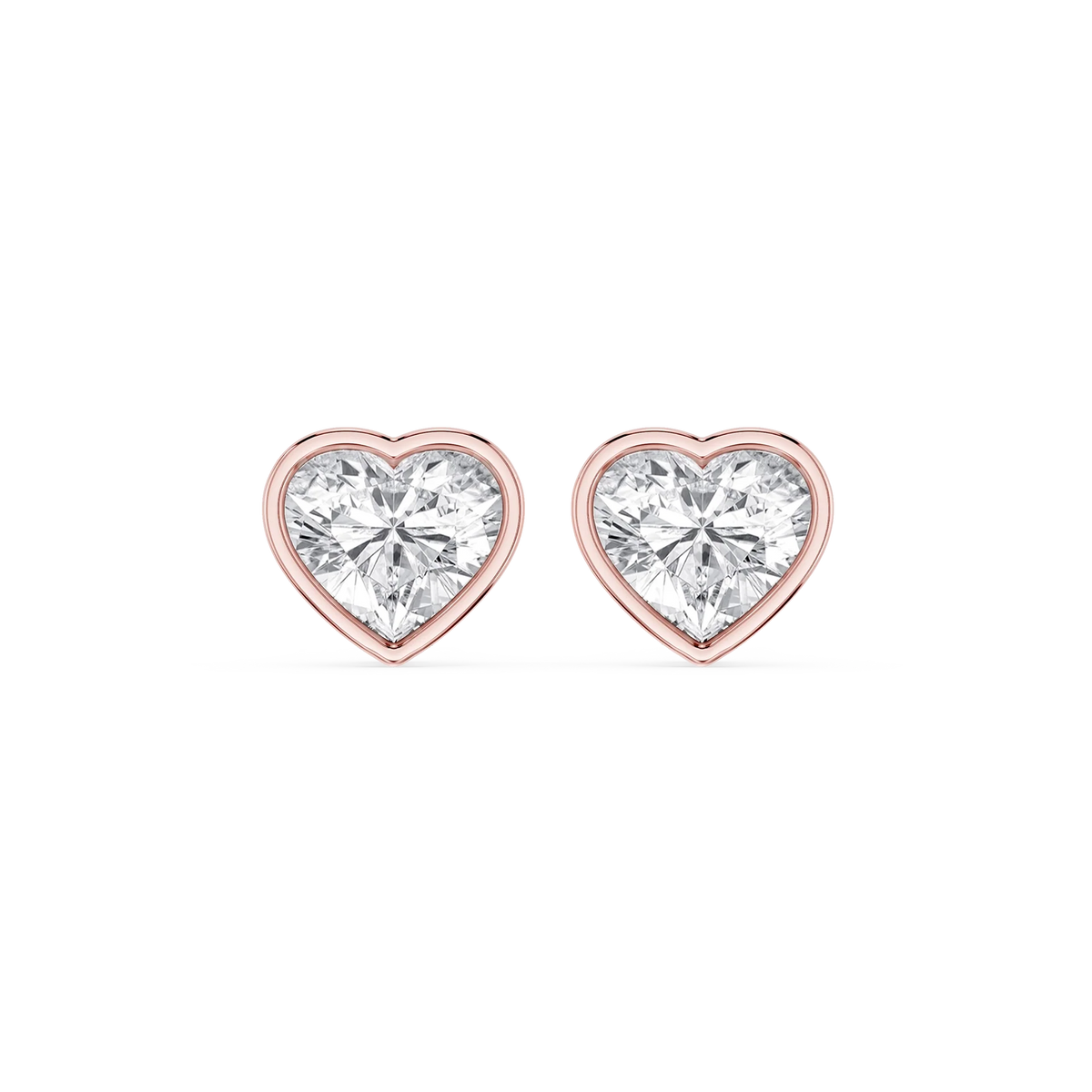 Heart LGD Bezel Set Certified Stud Earrings