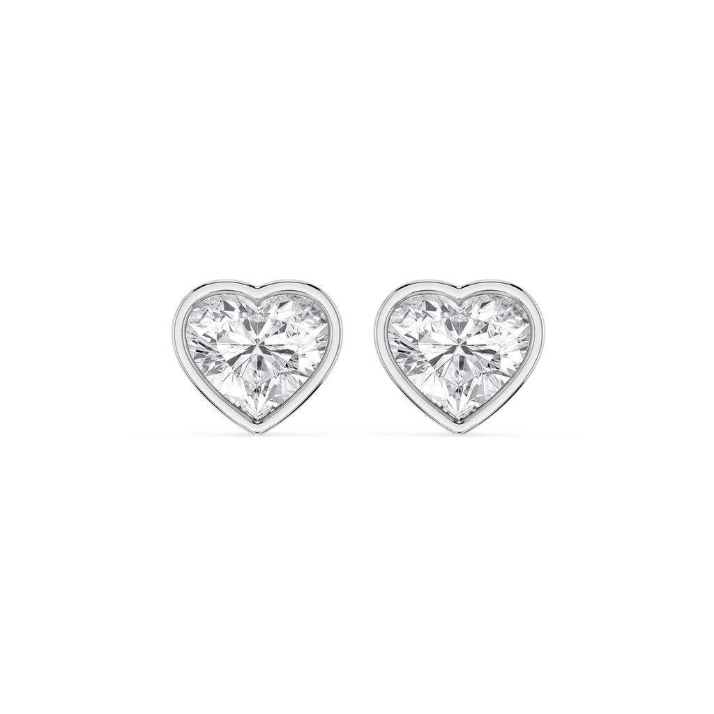 Heart LGD Bezel Set Certified Stud Earrings