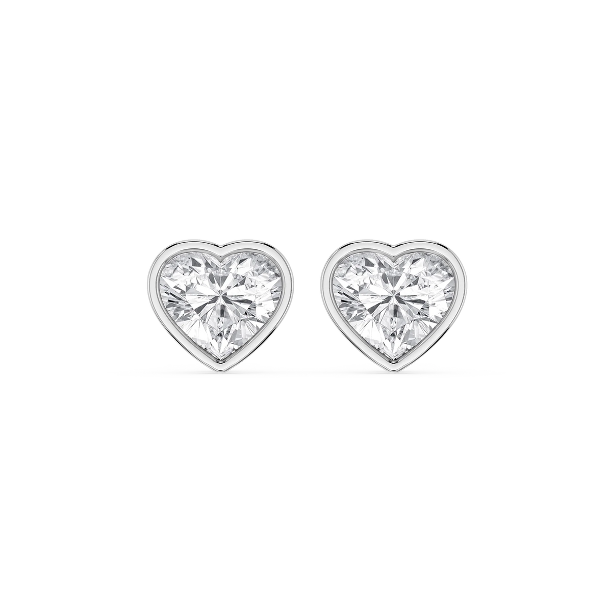 Heart LGD Bezel Set Certified Stud Earrings