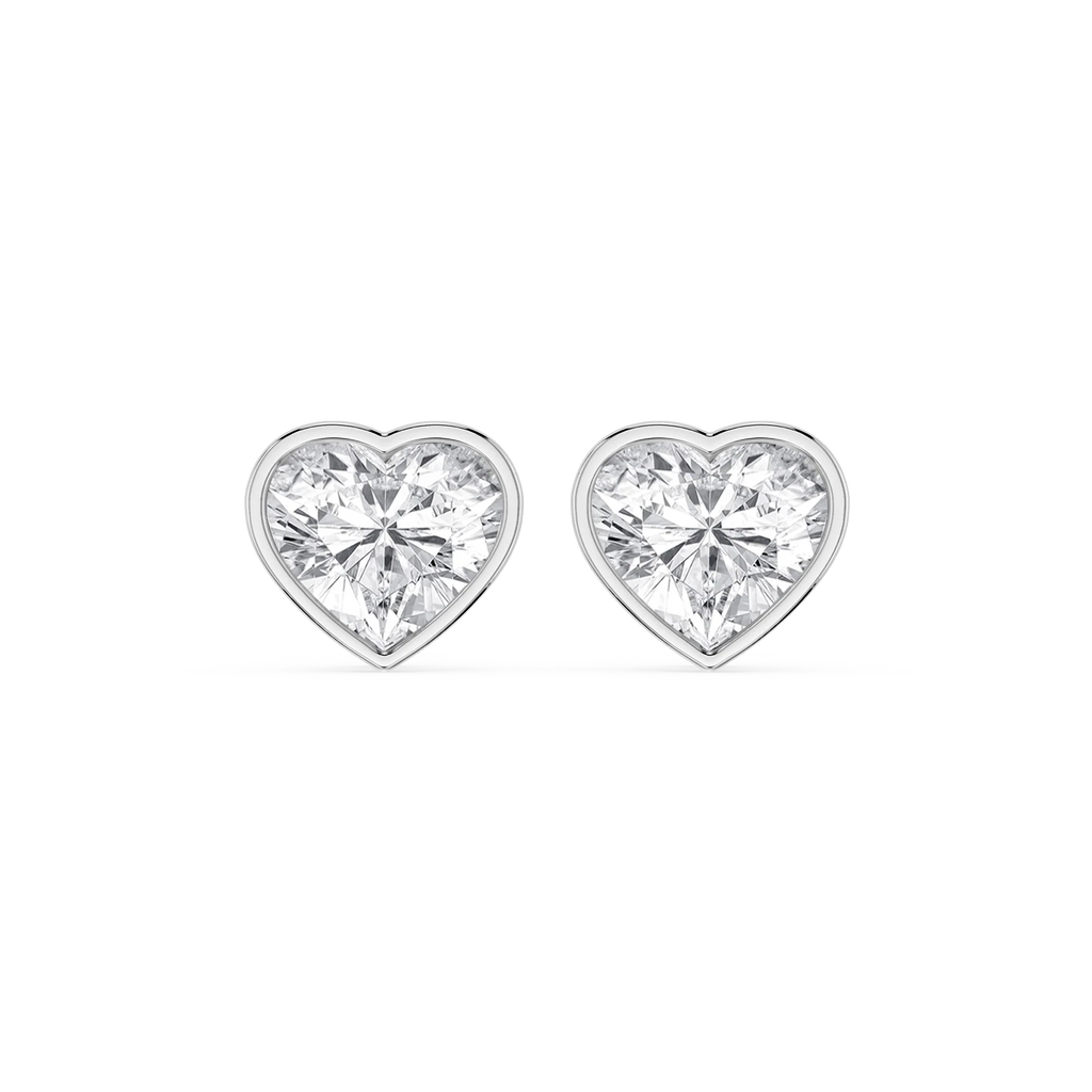 Heart LGD Bezel Set Certified Stud Earrings
