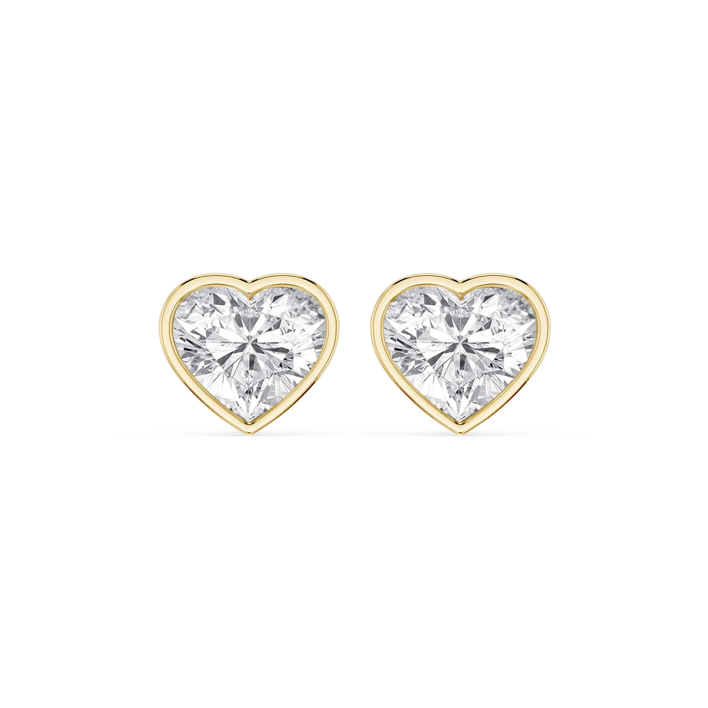 Heart LGD Bezel Set Certified Stud Earrings