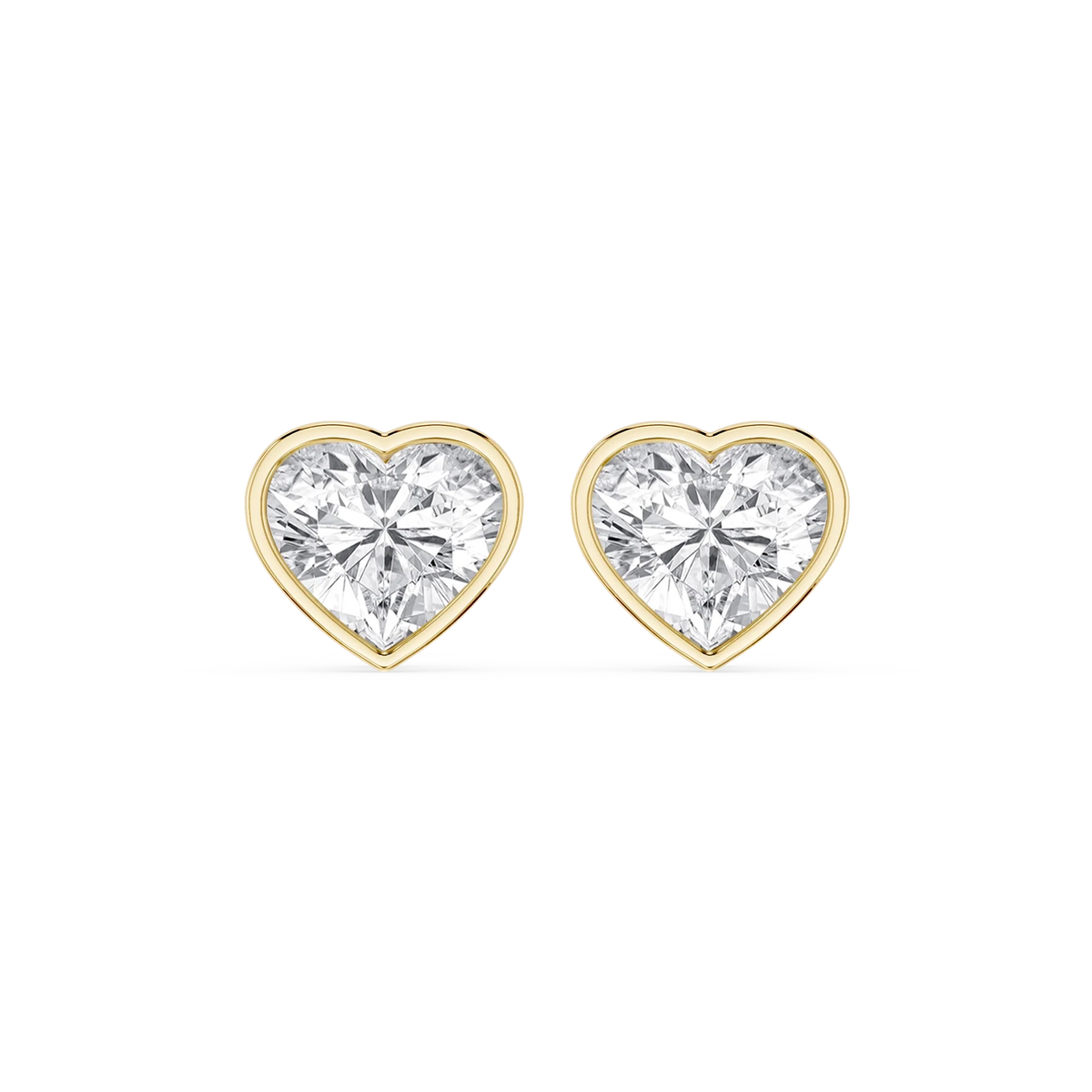 Heart LGD Bezel Set Certified Stud Earrings