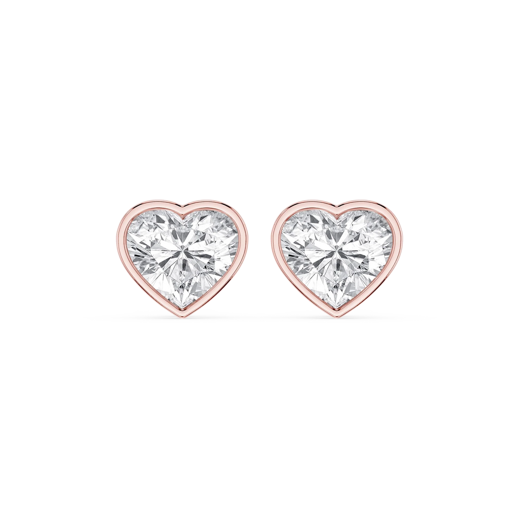 Heart LGD Bezel Set Certified Stud Earrings