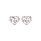 Heart LGD Bezel Set Certified Stud Earrings