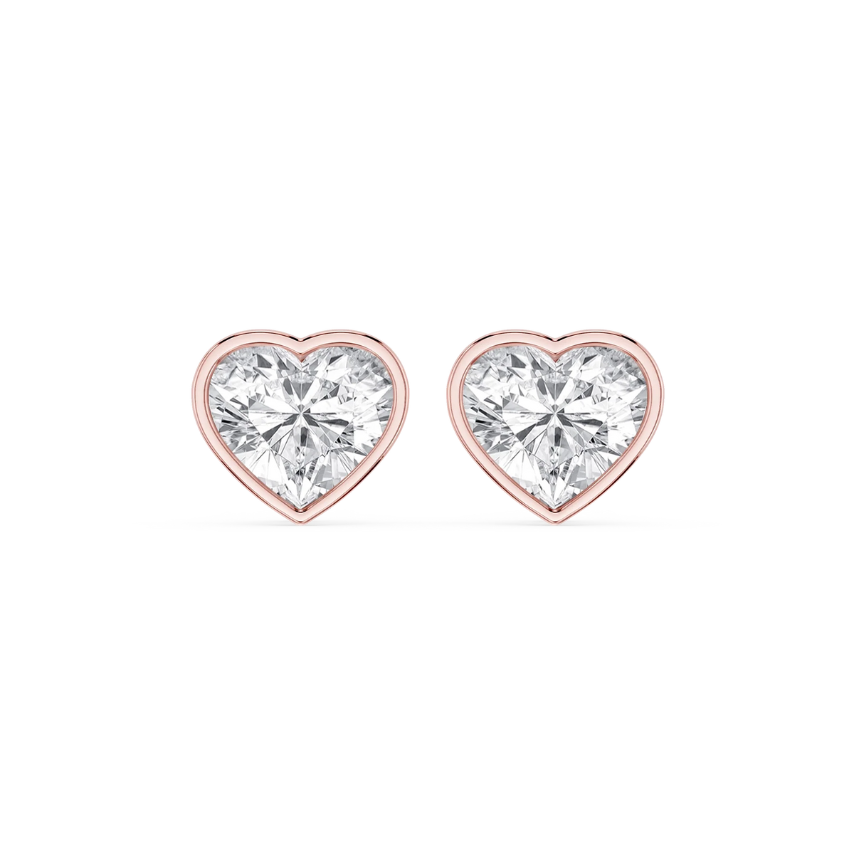 Heart LGD Bezel Set Certified Stud Earrings