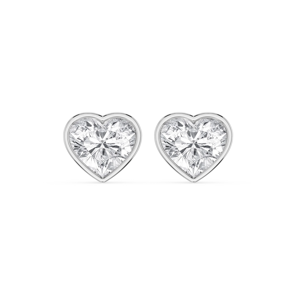 Heart LGD Bezel Set Certified Stud Earrings