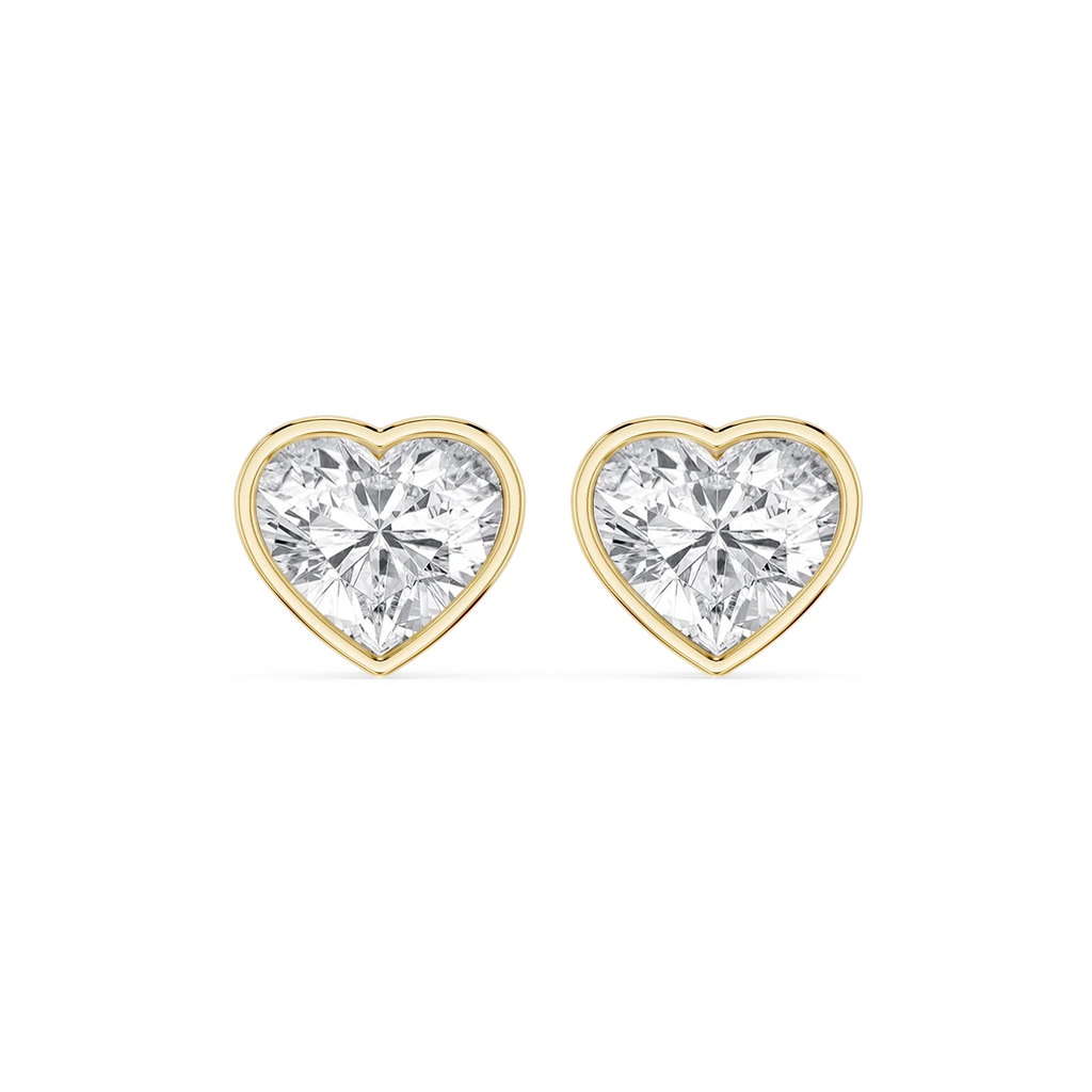 Heart LGD Bezel Set Certified Stud Earrings