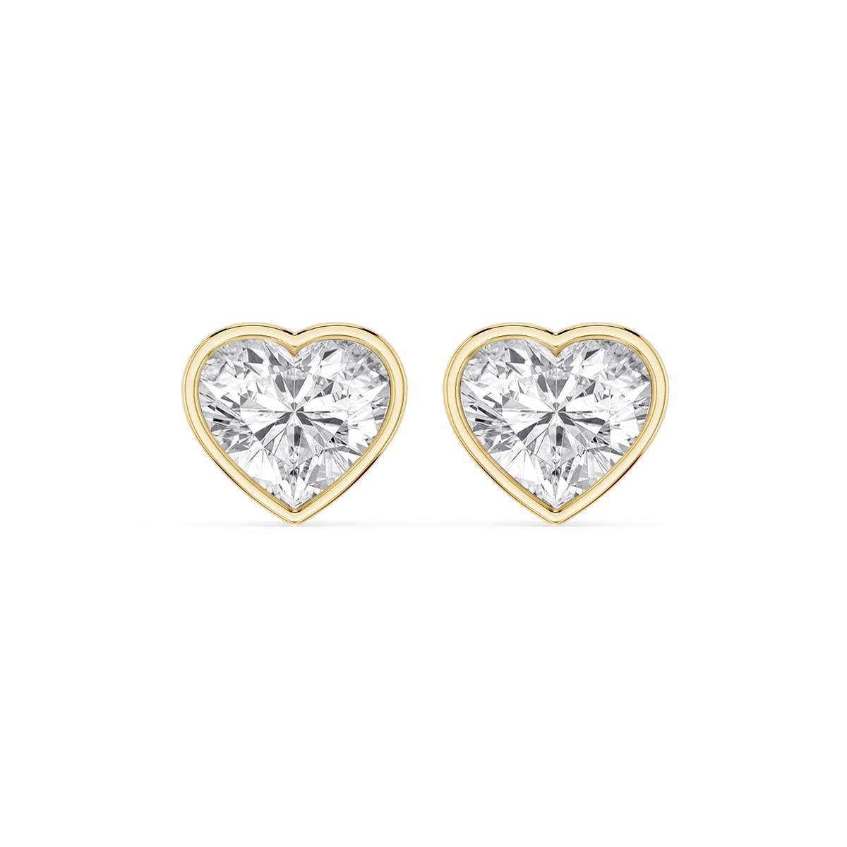Heart LGD Bezel Set Certified Stud Earrings