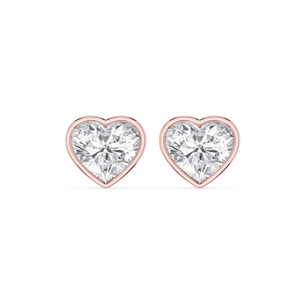 Heart LGD Bezel Set Certified Stud Earrings