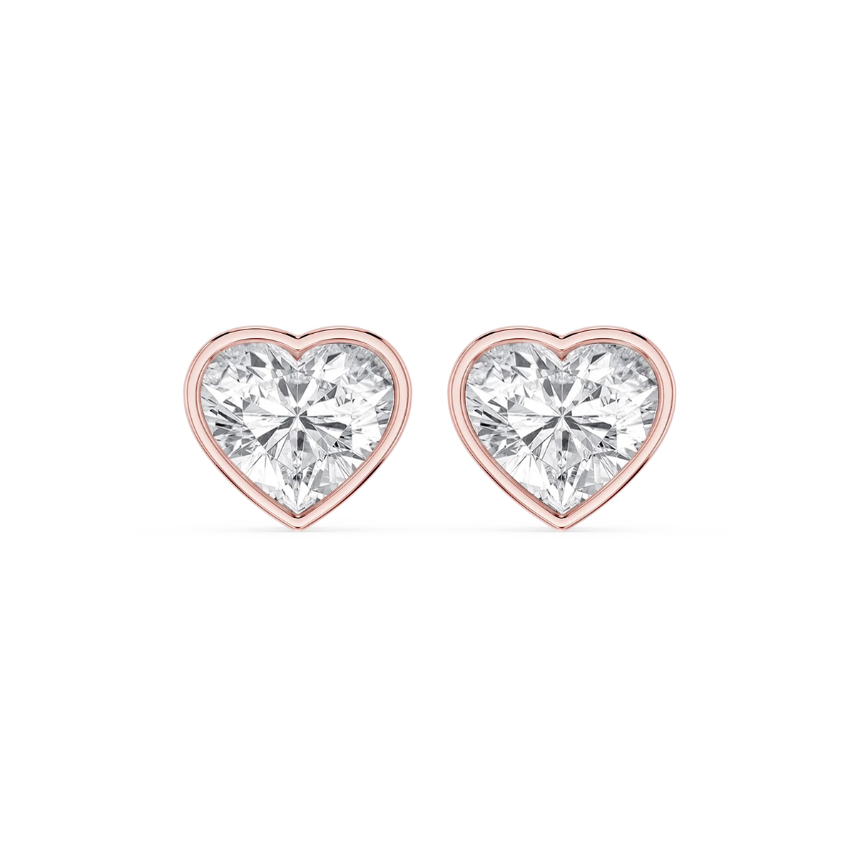 Heart LGD Bezel Set Certified Stud Earrings
