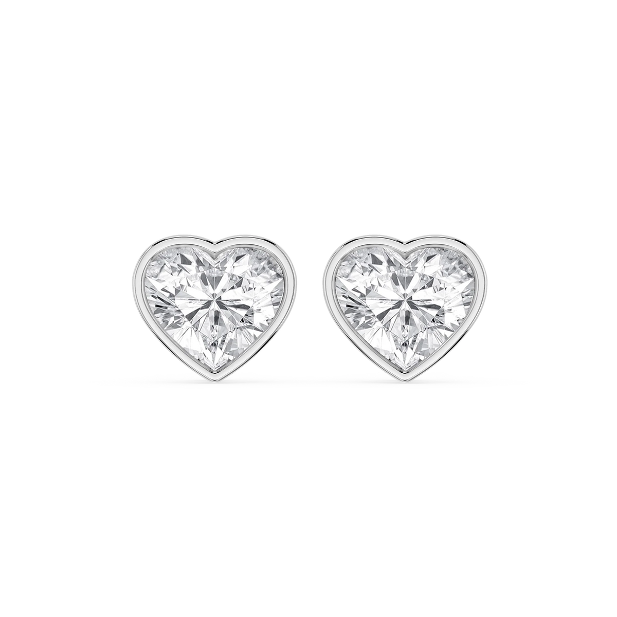 Heart LGD Bezel Set Certified Stud Earrings