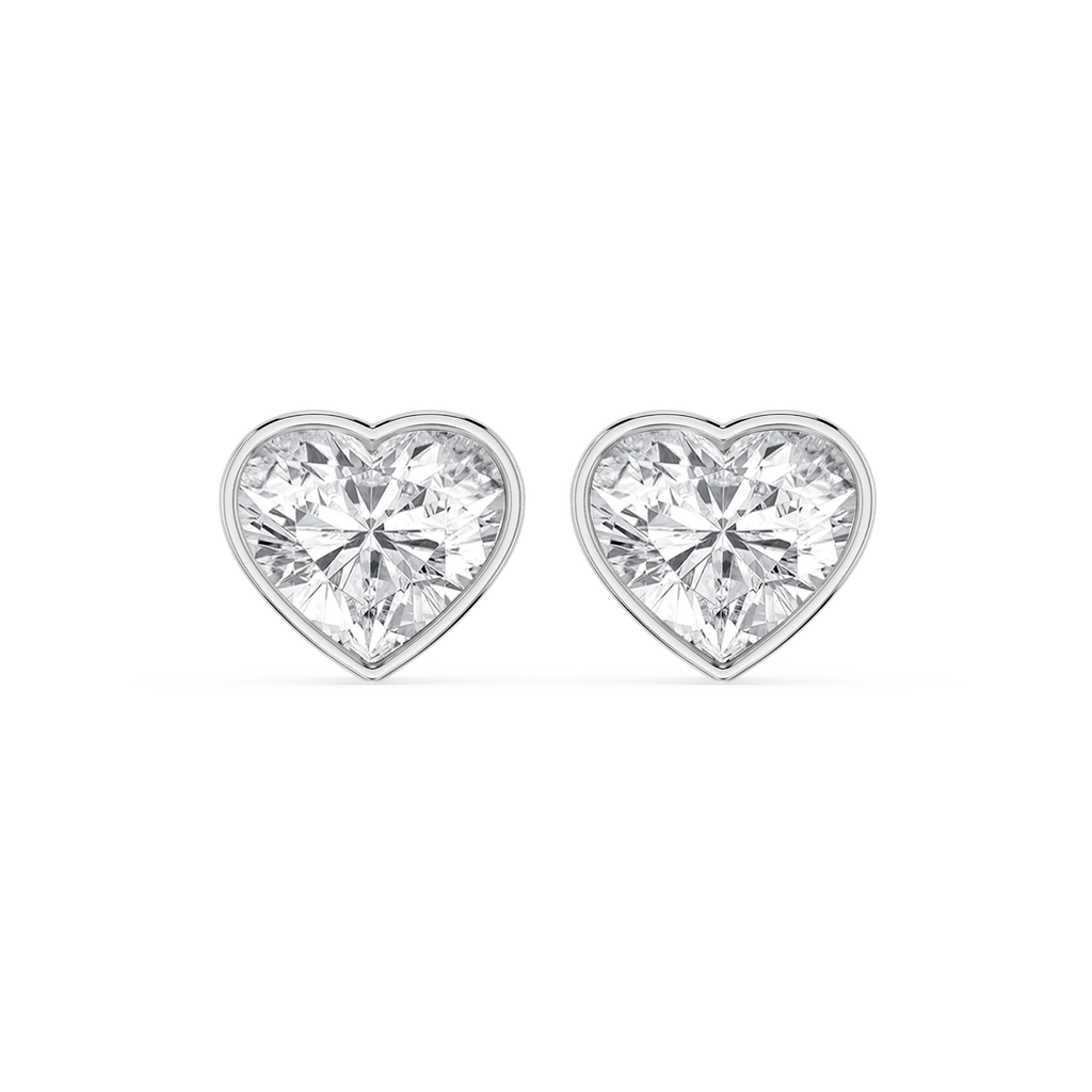 Heart LGD Bezel Set Certified Stud Earrings